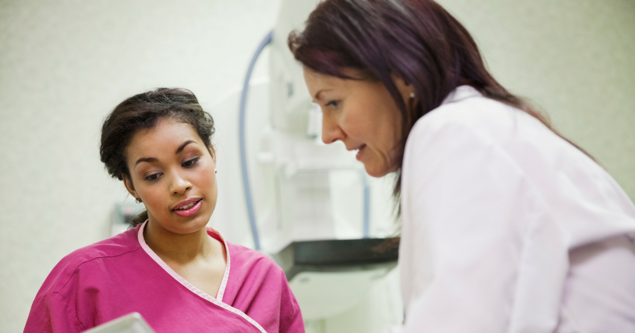 A provider works with her patient