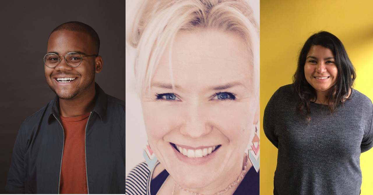 Headshots of the three team members involved in Helllo America!.