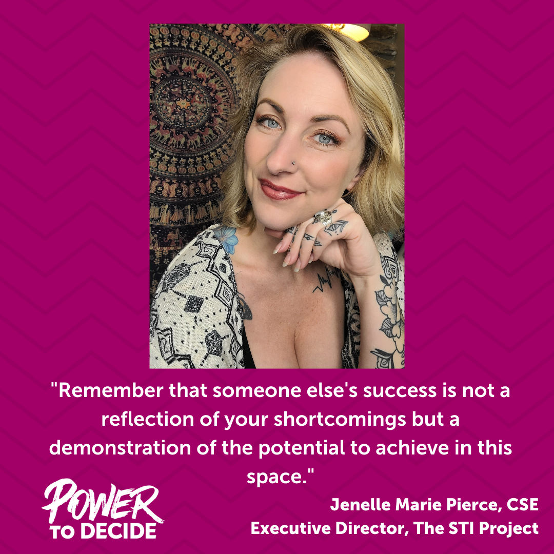 A photo of Pierce and a quote from the interview, "Remember that someone else’s success is not a reflection of your shortcomings but a demonstration of the potential to achieve in this space. "