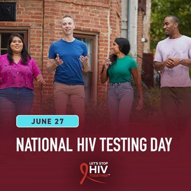 A graphic by the CDC that reads "June 27 National HIV Testing Day."