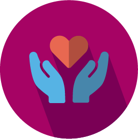 An icon of a pair of hand cupping a heart. 