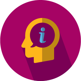 An icon of a head with an i inside a speech bubble inside the brain.