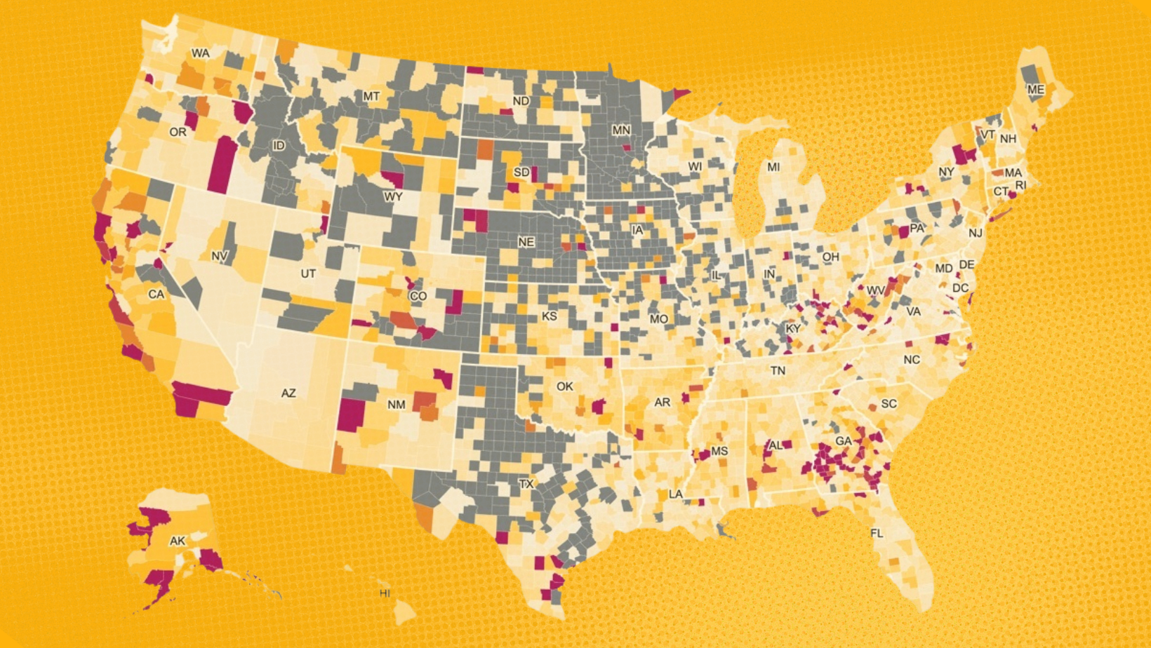 Map of the US showing contraceptive access gaps