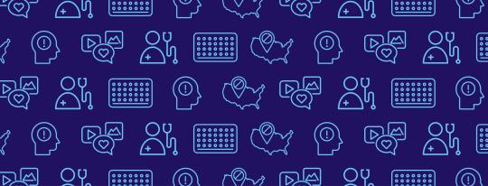 A repeating pattern of health care related icons. 