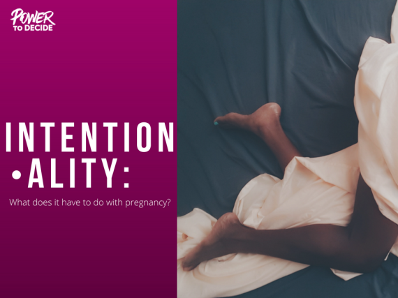 Data Breakdown on Intentionality next to an image of a woman in bed