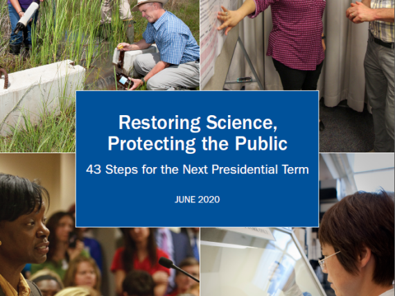 The cover of the memo series and its title, "Restoring Science, Protecting the Public."