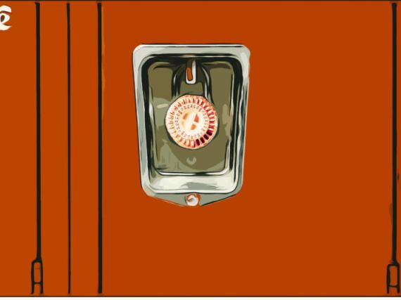 An illustration of a school locker created by  Austen Risolvato/Rewire News Group.