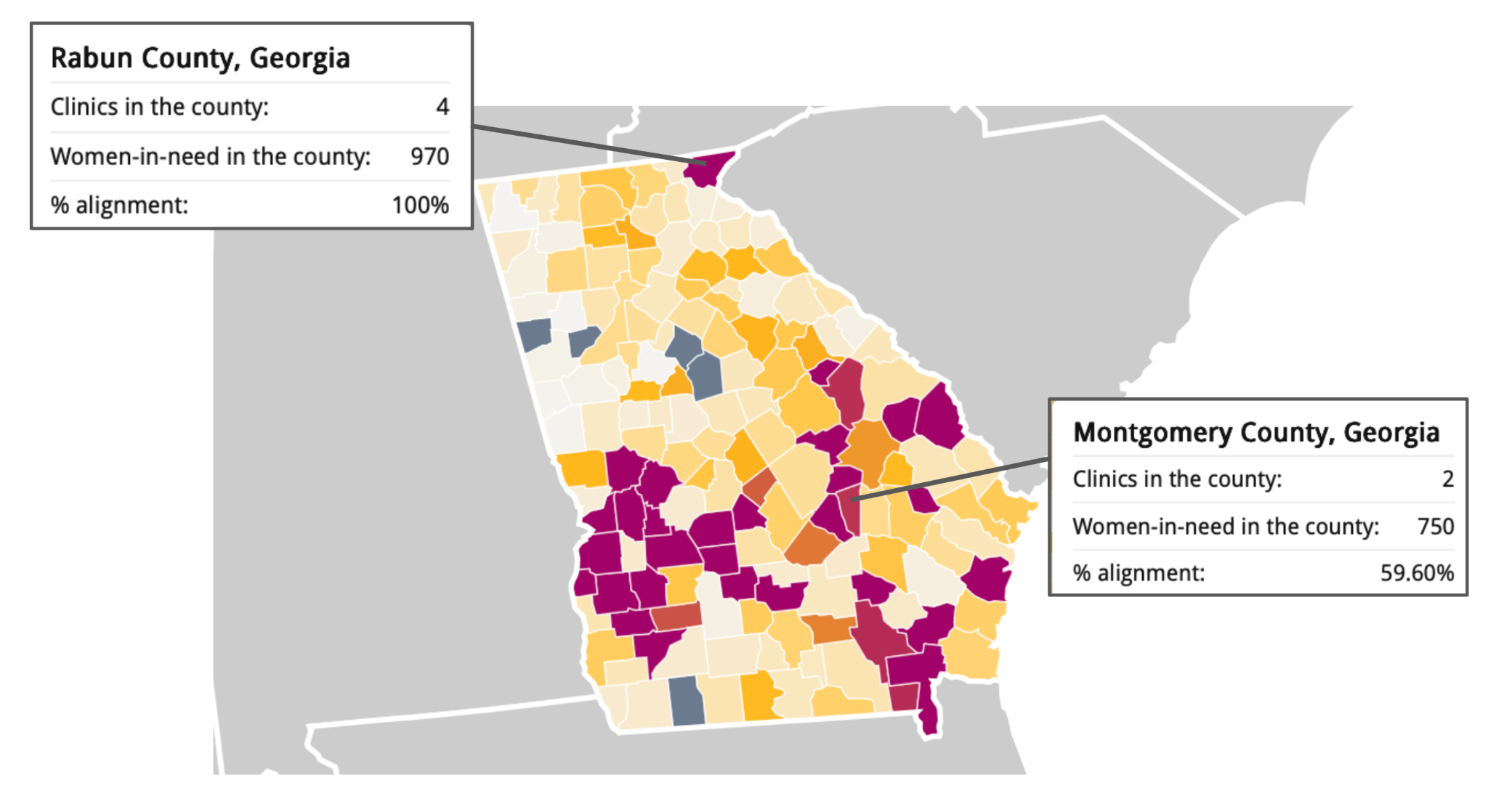 Rabun and Montgomery County in Georgia